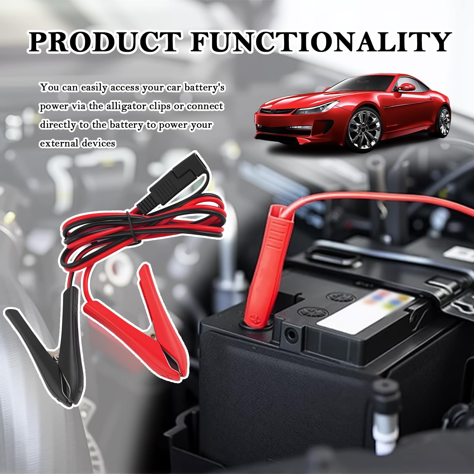 3.2FT 14AWG SAE to Alligator Clips,12-24V Quick Disconnect Battery Alligator …