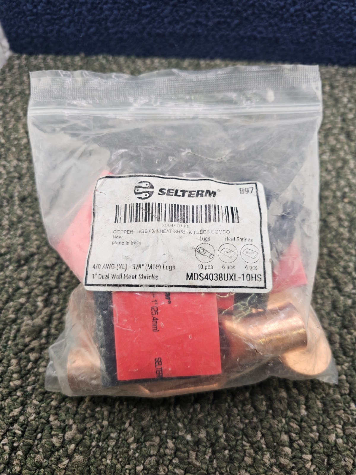 SELTERM MDS4038UXL-10HS 4/0 AWG 3/8″ M10 Lug Ring Terminal Connector Assembly
