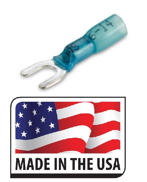 25 pk 3M Heat Shrink Fork Terminals Blue 16-14 AWG Marine Automotive Spades #6