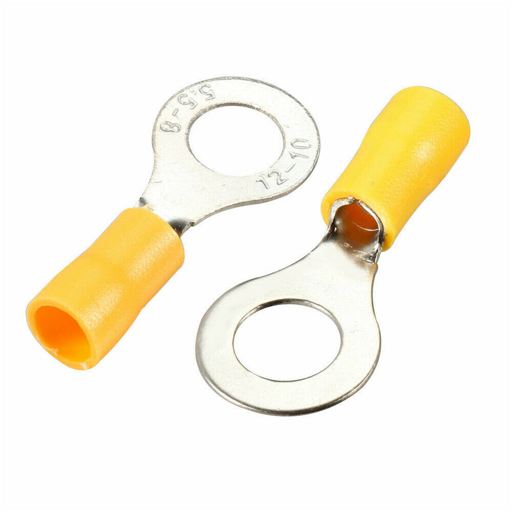 50-500PCS Ring Terminal RV5.5-8 Yellow 8mm Electrical Wire Crimp Connectors
