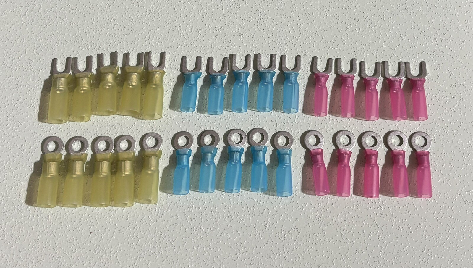 30 Yellow Blue Red Marine Waterproof Heat Shrink Crimp Wire Terminals Fork Ring