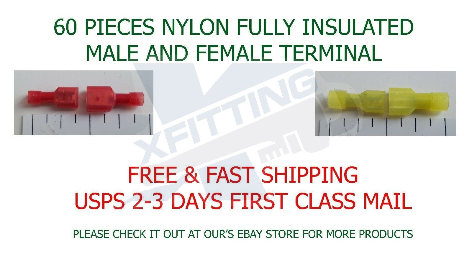 60 PCS MALE & FEMALE FULLY INSULATED QUICK DISCONNECTS WIRE CONNECTORS 22-10 GA.
