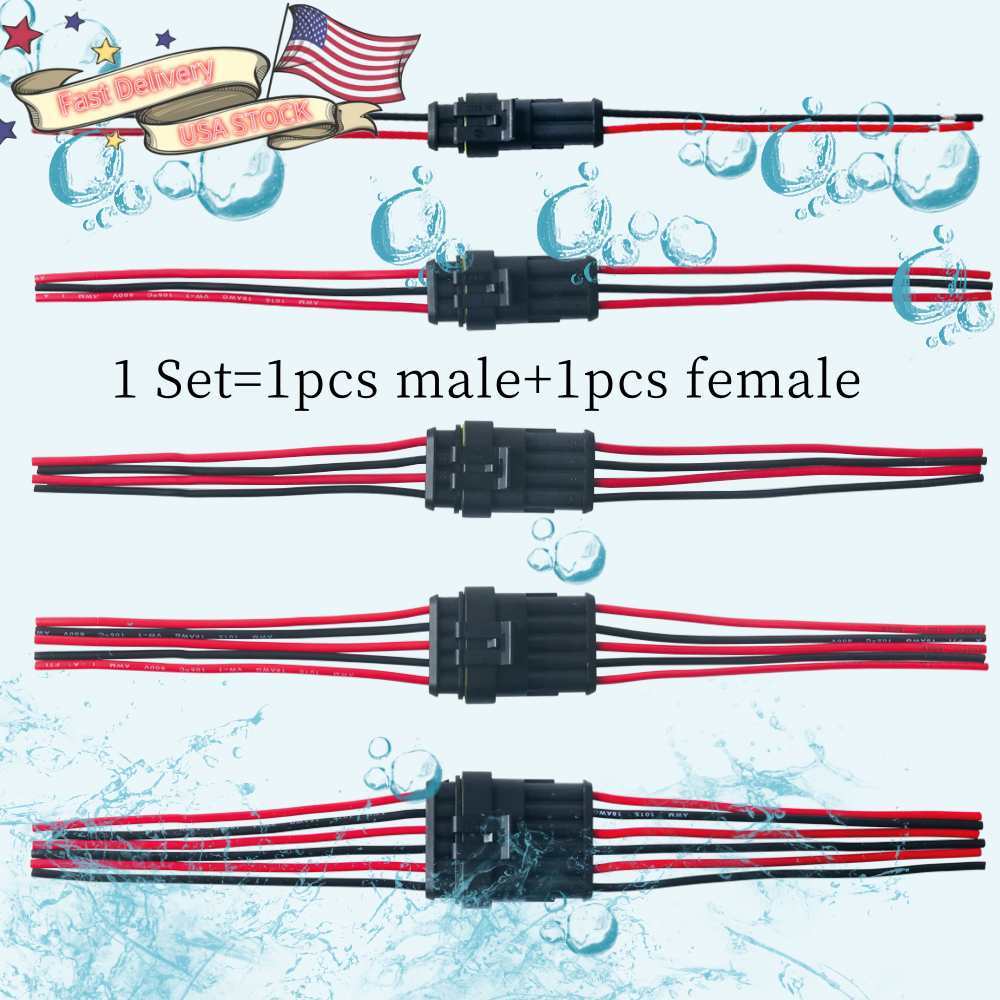 2/3/4/6-Pin Way Car Waterproof Male Female Electrical 18AWG Wire Connector Plug