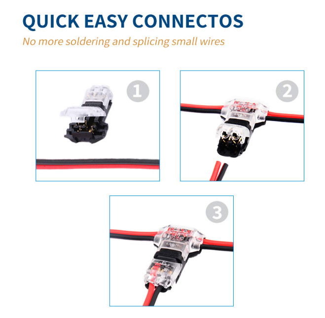 Conectores Cable Bajo Voltaje 12pcs Rapido Sin Soldadura T Tap 24 20 AWG 2 Pines