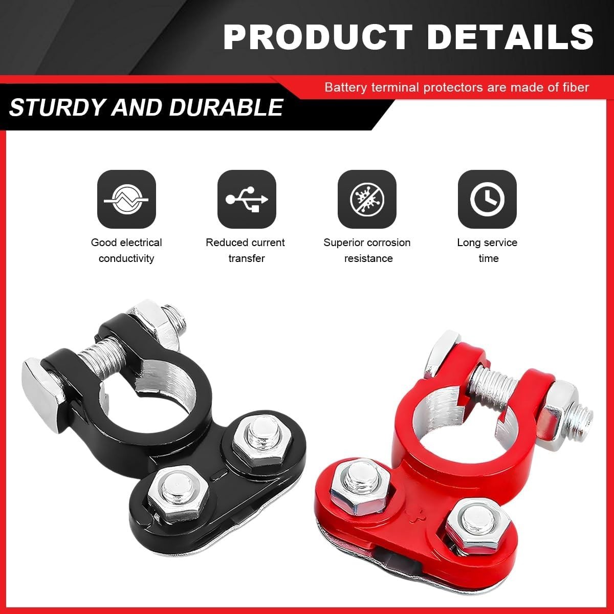 Universal Fit Battery Terminal Connectors – 4 PCS with Anti-Corrosion Washers