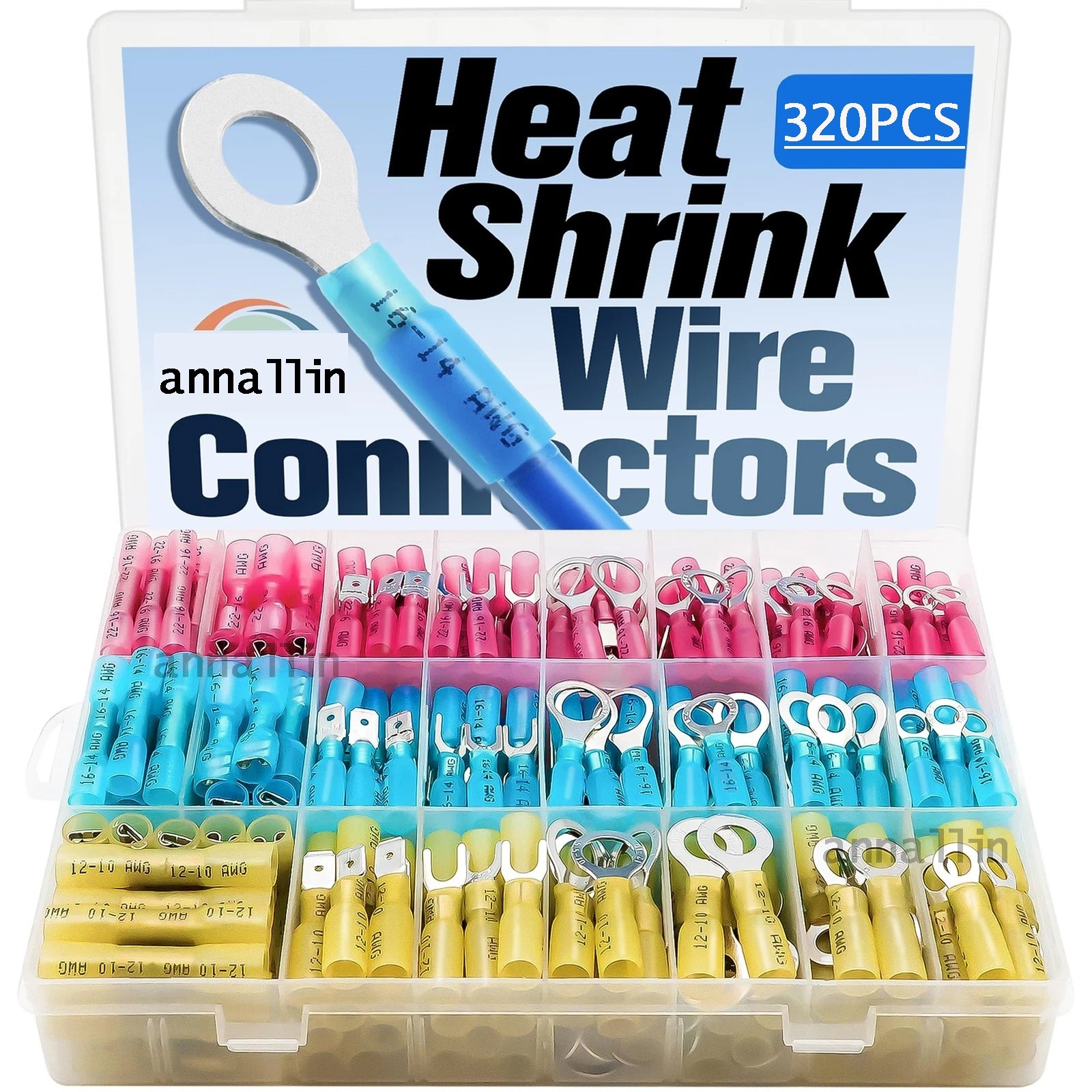 320PCS Heat Shrink Wire Connectors Kit Waterproof Spade Crimp Butt Terminals set