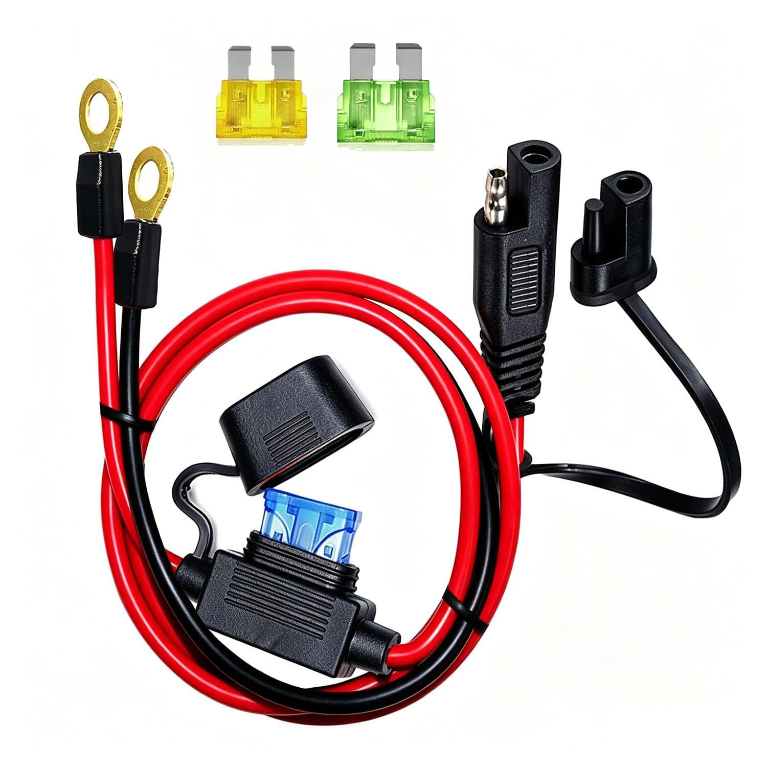 10AWG SAE Connector to O Ring Terminal Harness 15A 20A 30A Fuse