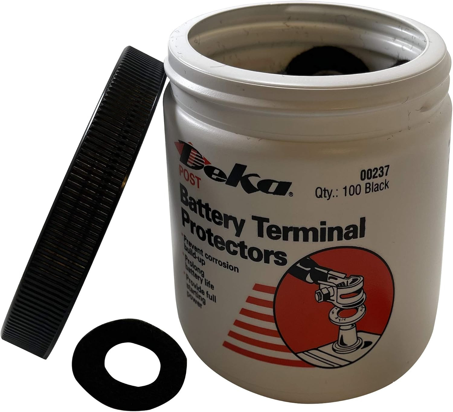 Black Battery Top Post Terminal Protectors – anti Corrosion Washers – Jar of 100