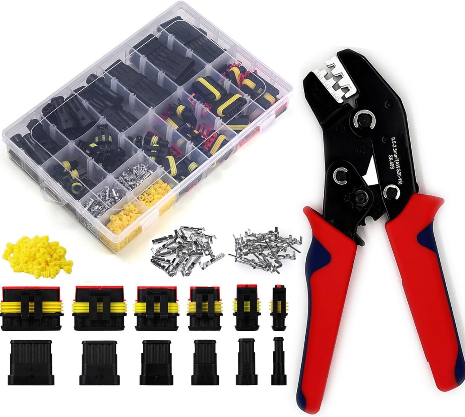 800Pcs Waterproof Connectors & Crimping Tool for Automotive & Marine Use