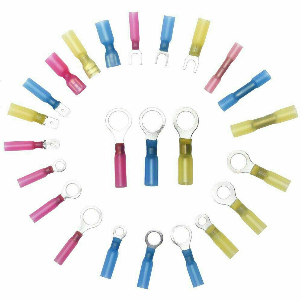 250Pcs Heat Shrink Wire Bullet Spade Wire Connectors Terminals Kit Waterproof