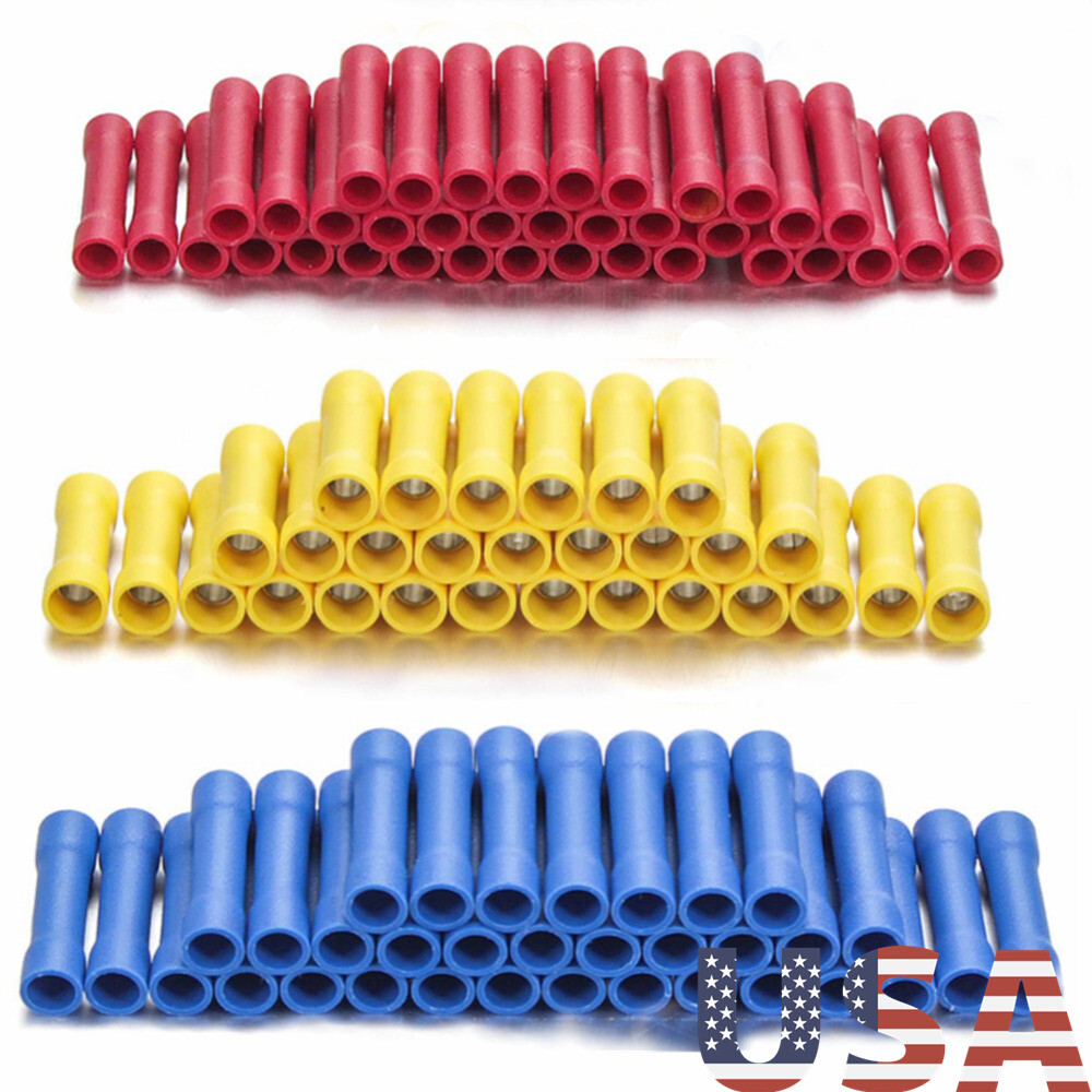 50-200× Straight Electrical Wire Connectors Ferrule Butt Splice Crimp Terminals