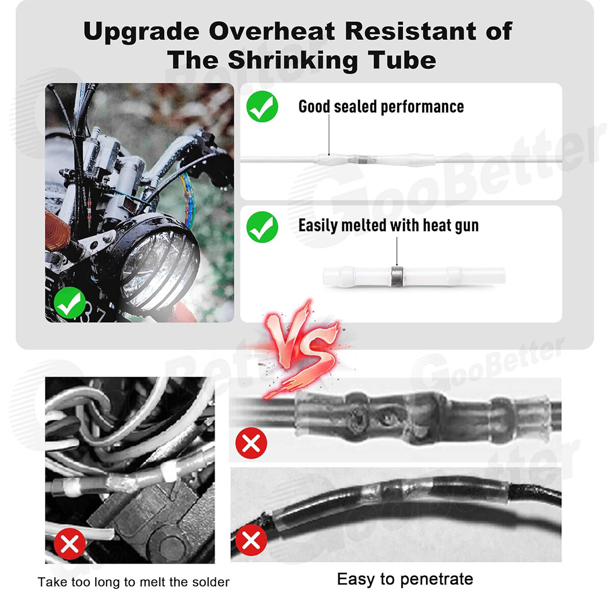 50pcs Solder Seal Sleeve Heat Shrink Butt Wire Connectors Terminals Waterproof