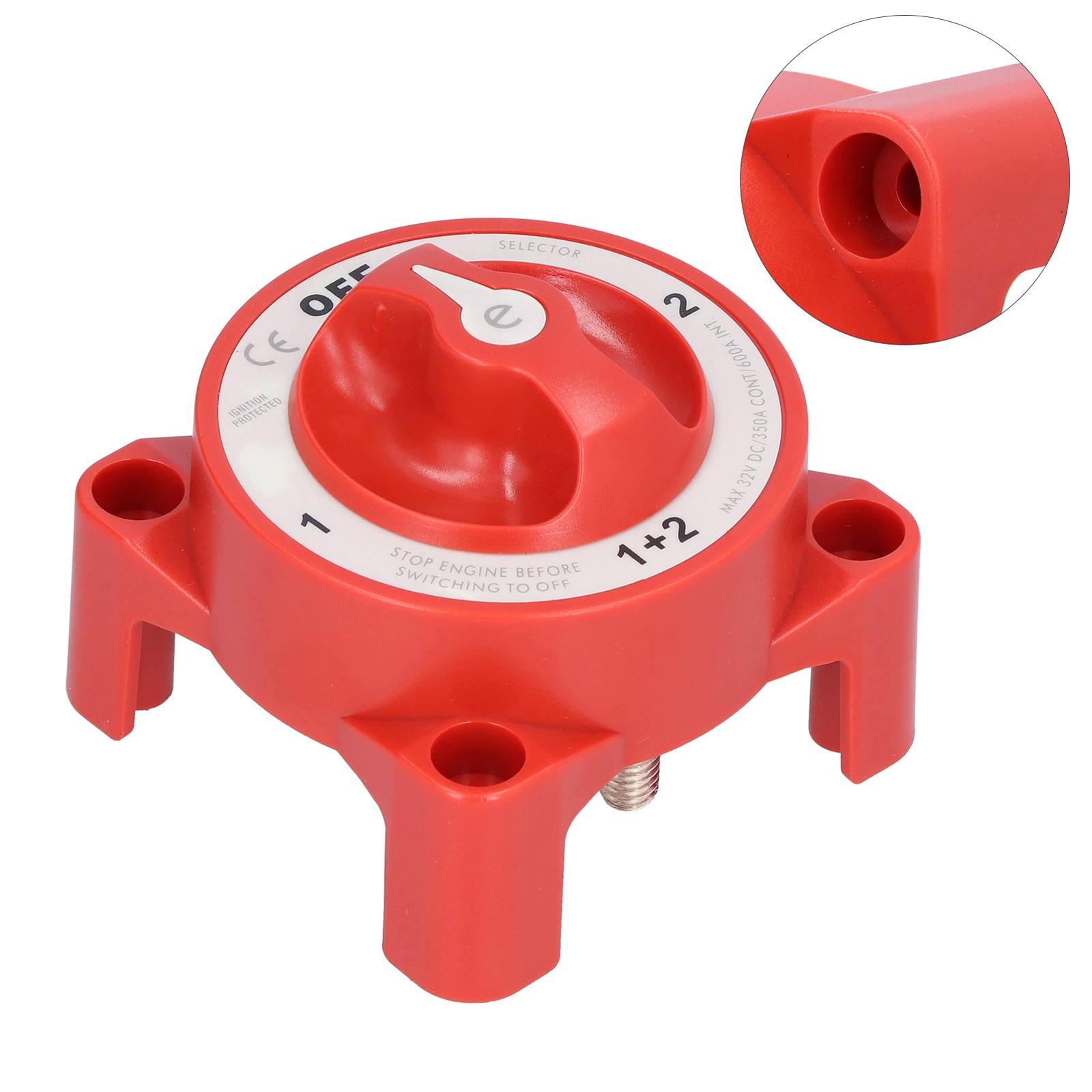 Battery Switch 4 Position 3/8in-16 Terminal IP66 Waterproof For Motorhomes 32V