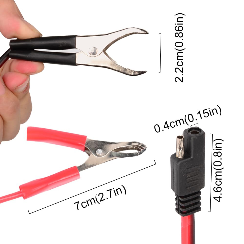 8FT 14AWG SAE to Battery Alligator Clip Wire Harness