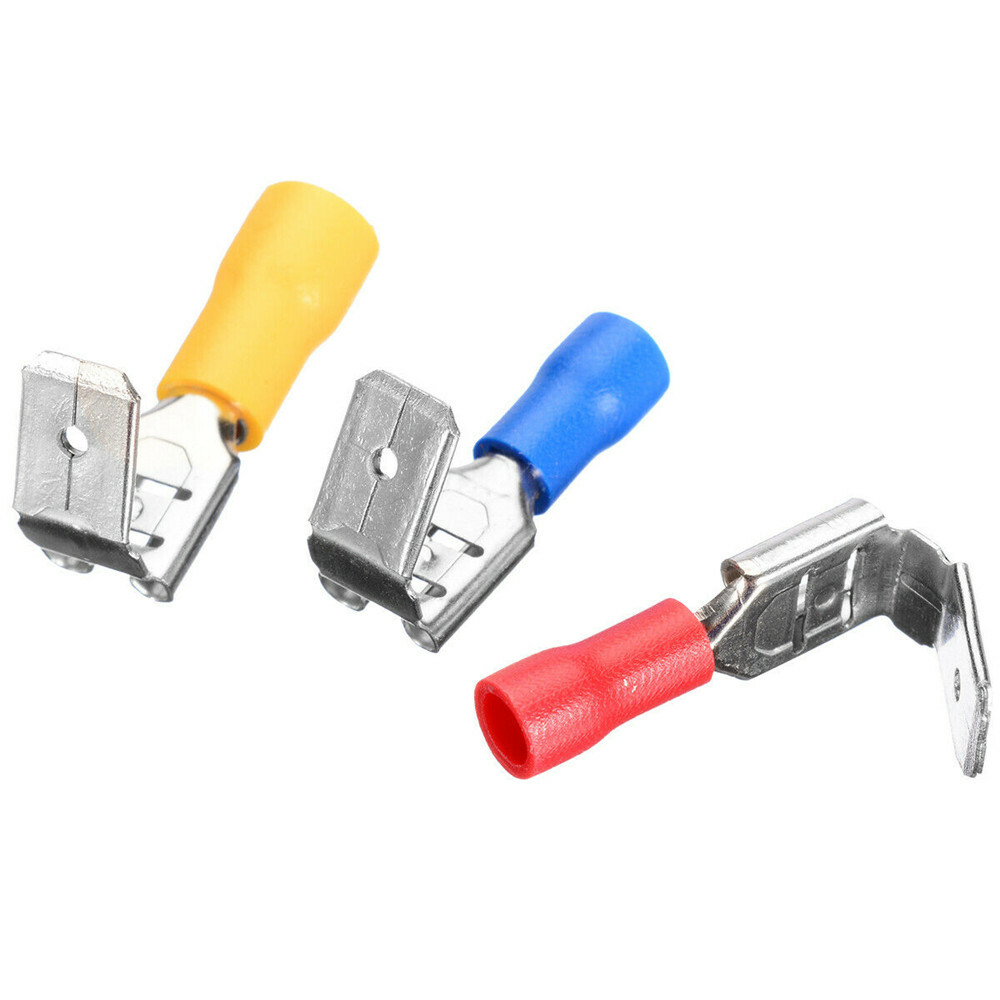 200PCS Red Blue Yellow Piggyback Insulated Spade Crimp Terminal Connectors