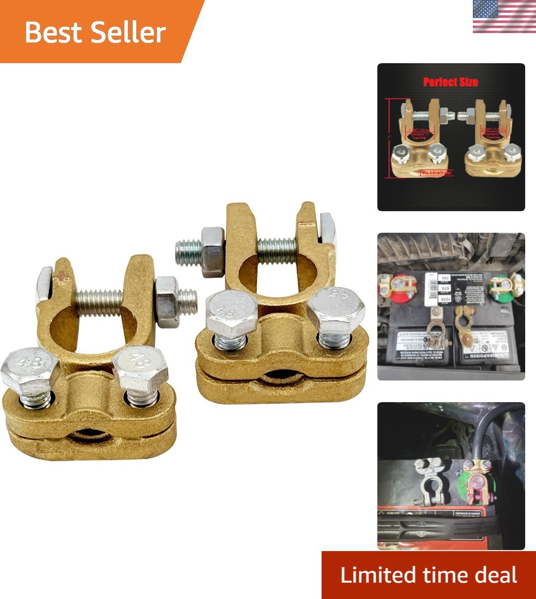 Corrosion-Resistant Brass Battery Terminals – Fast Installation for RVs & Cars
