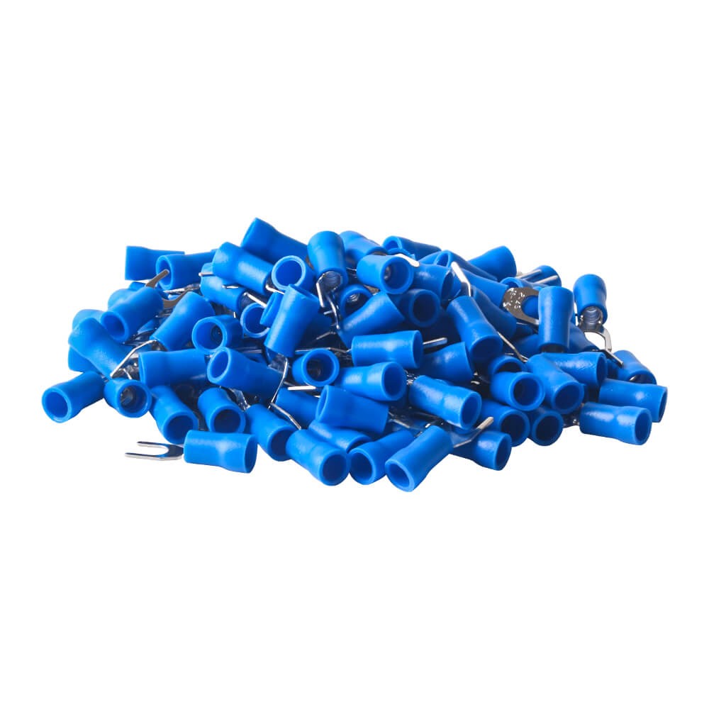 500pcs BLUE FORK SPADE TERMINAL 16-14GA #8 VINYL INSULATED CRIMP WIRE CONNECTOR