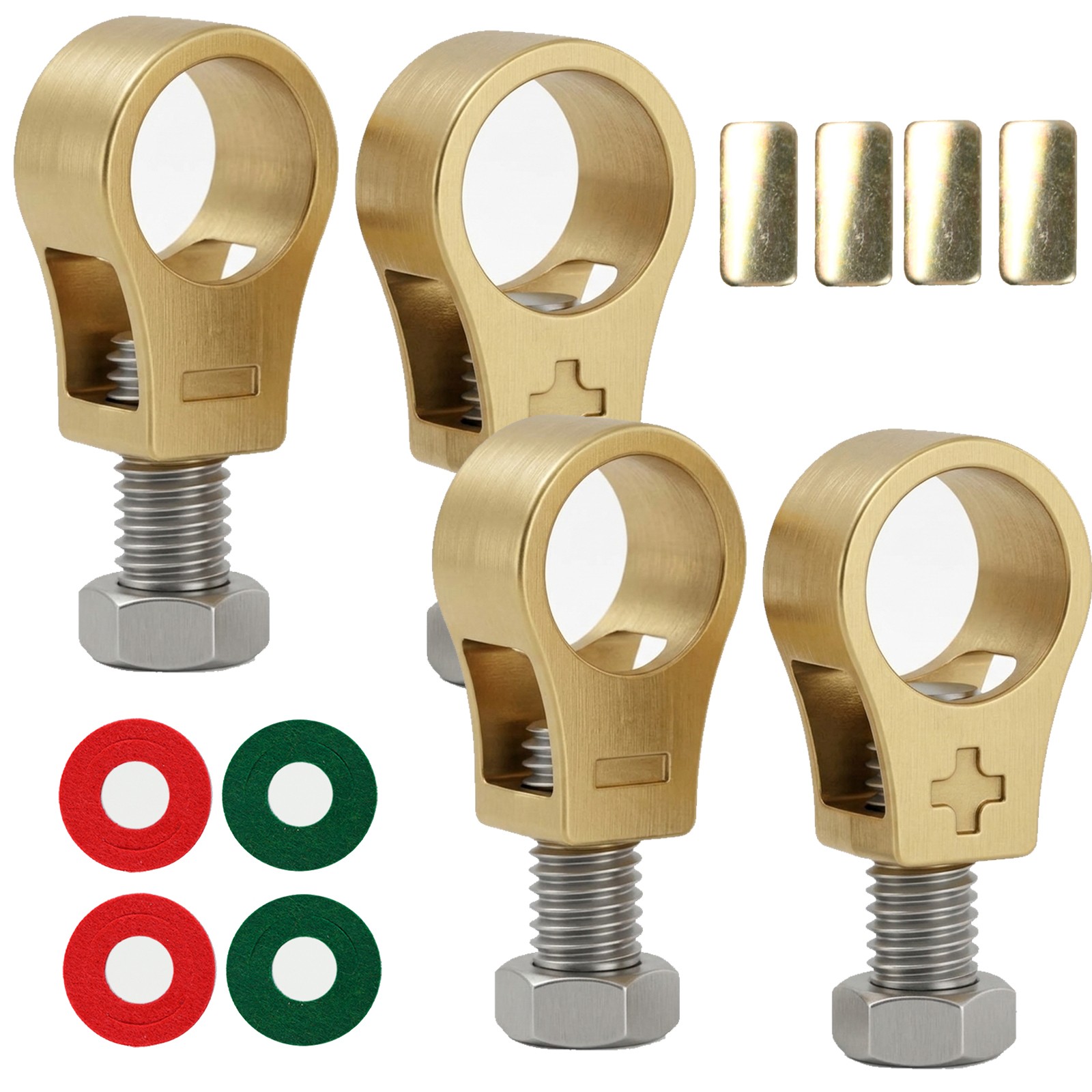 4Pcs Heavy Duty Brass Car Boat Battery Terminal Connector Top Post Cable Clamp