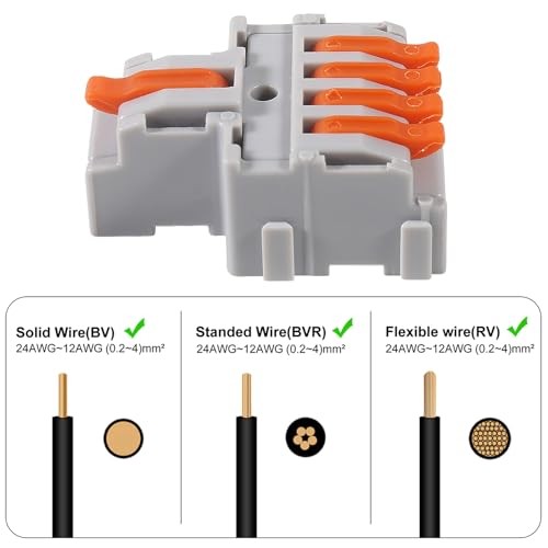 20Pcs 1 in 4 Lever Wire Connector Compact DIY Quick Connect Push-in Splitter