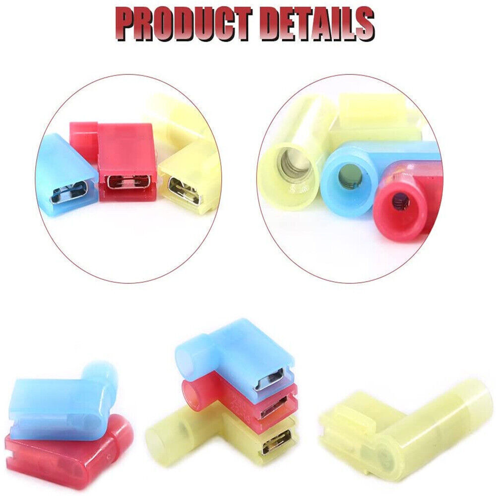 Fully Insulated Quick Disconnects 22-10 AWG Wire Connectors Flag Spade Terminals