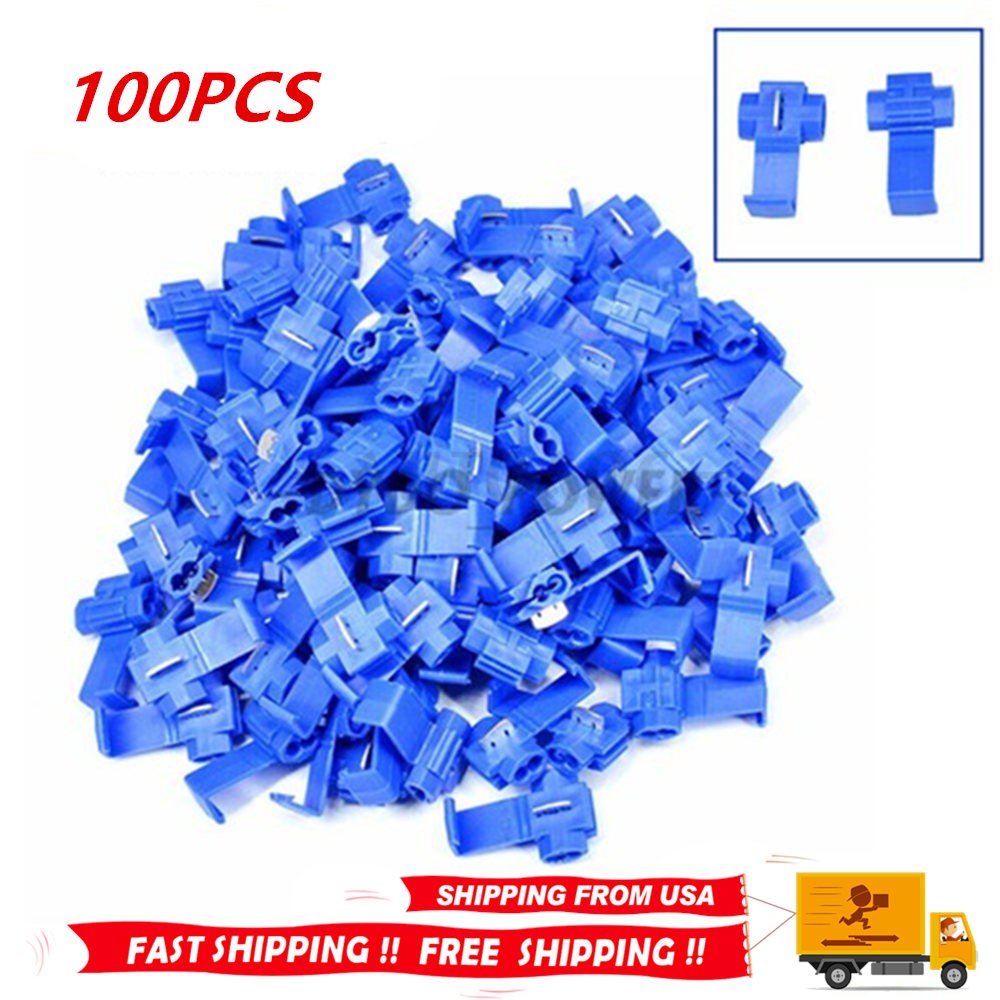 100 Pack Blue Quick Wire Connector Lever Crimp Lock Terminal Splice Kit