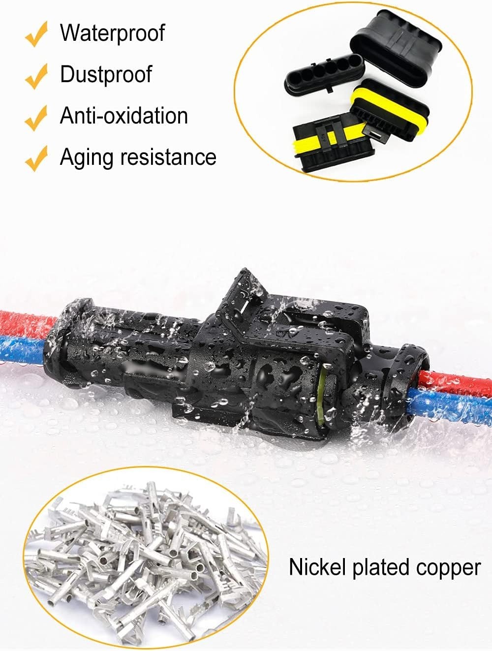 800Pcs Waterproof Connectors & Crimping Tool for Automotive & Marine Use