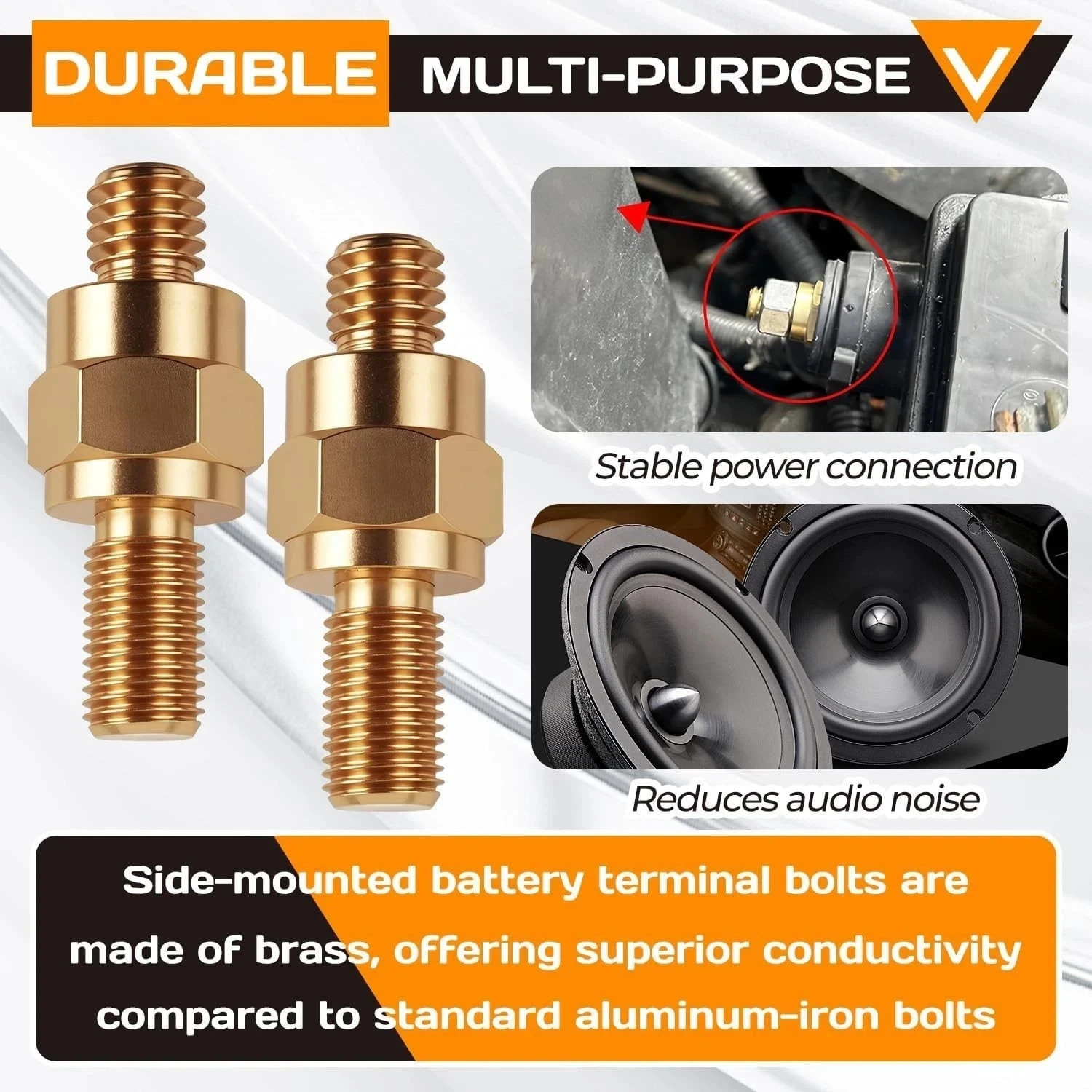 2 Set Side Post Battery Terminal Extension Bolt with Nuts,3/8″-16 Coarse and 3/8