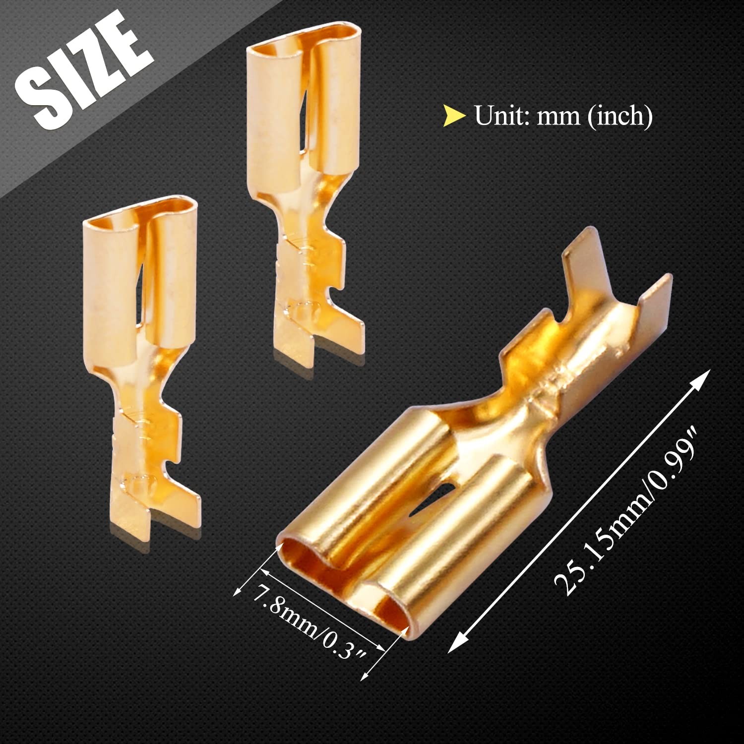 Twidec/100PCS 7.8mm Female Spade Connector Quick Female, 7.8MM-100PCS