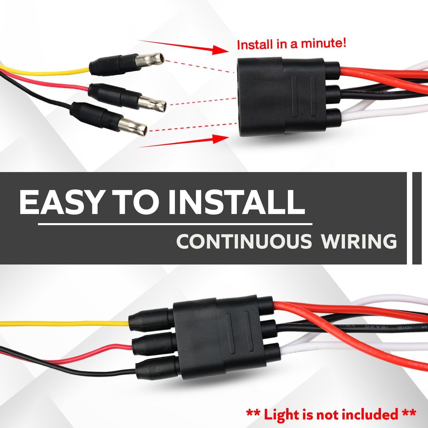 50 Counts of 3 Prong Female Bullet Plug Wiring Harness Continuous Wire Harnes…