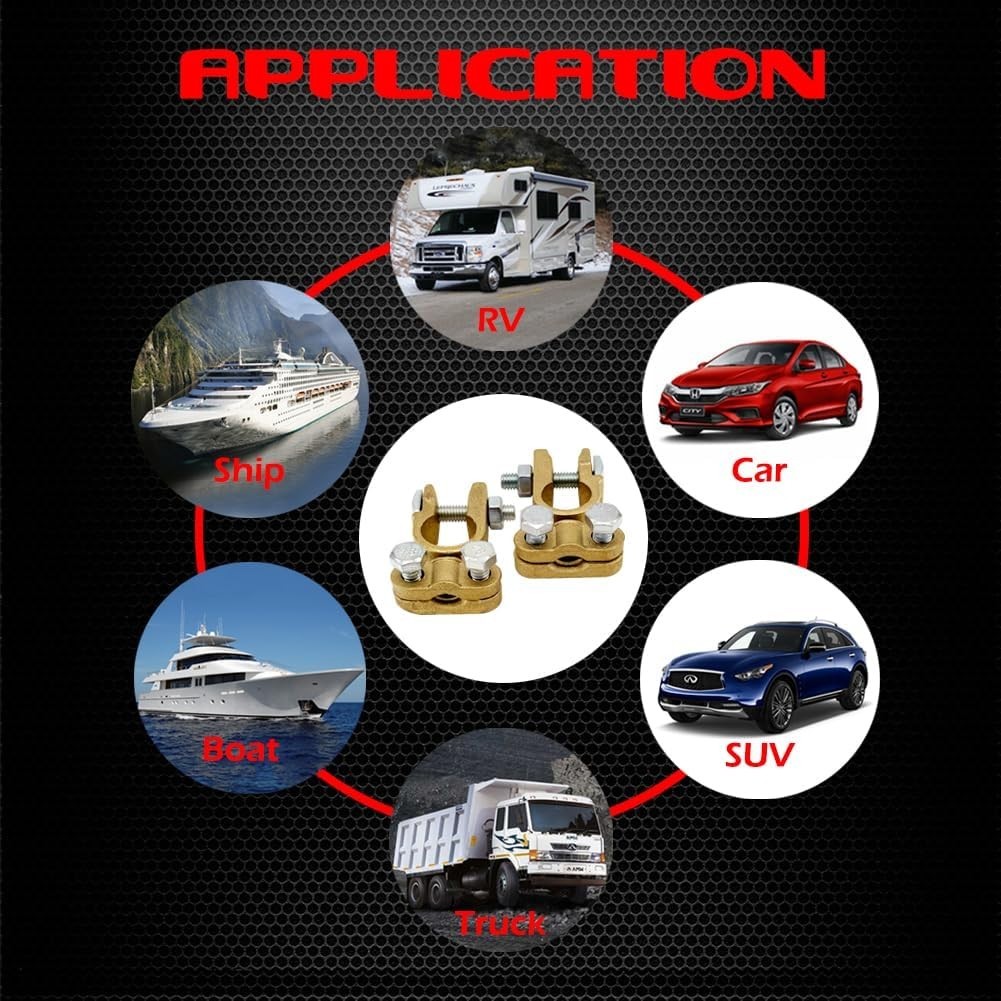 Corrosion-Resistant Brass Battery Terminals – Fast Installation for RVs & Cars