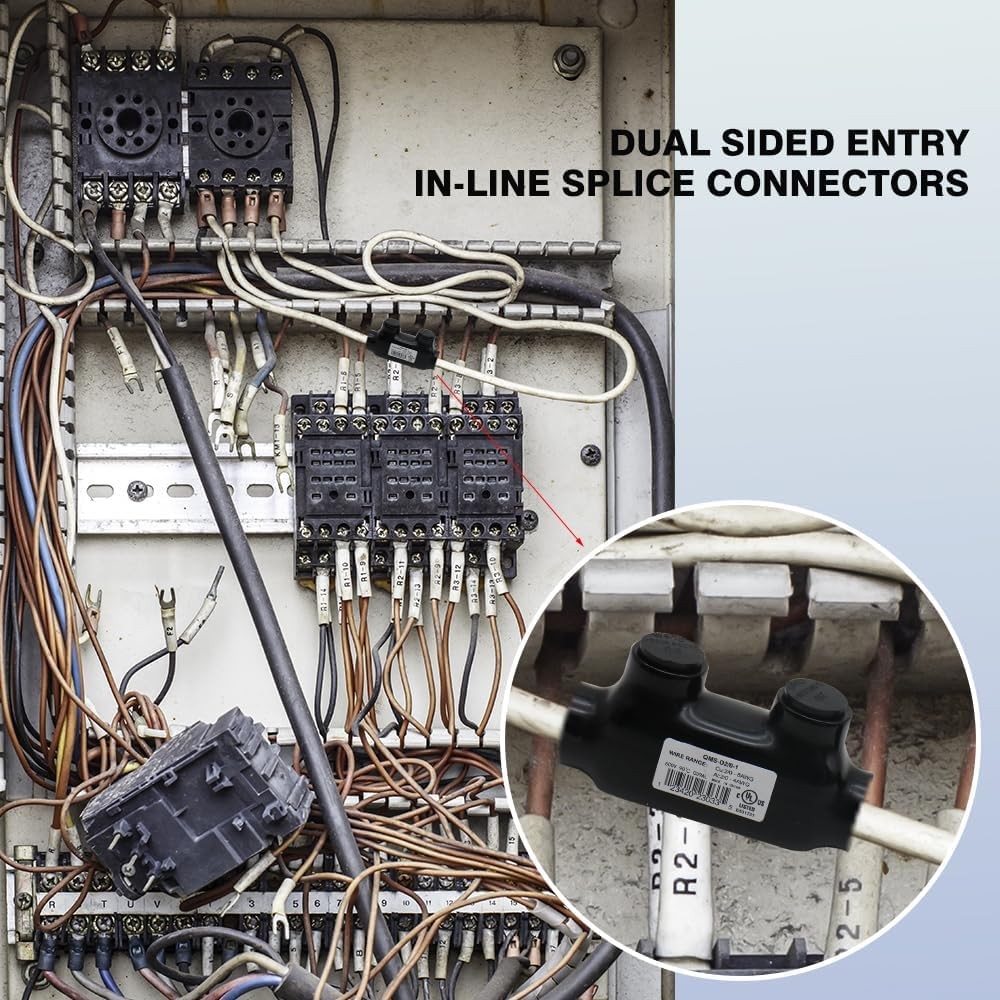 2/0-6 Wire Range Black Insulated in-Line Splice Connector 3.36”L x 1.08”W x 1…