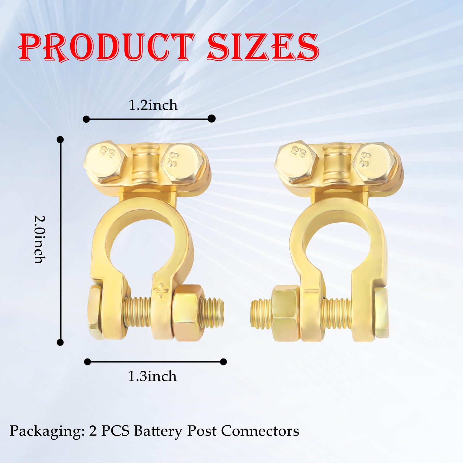 2PCS Positive & Negative Battery Terminal Connectors,Brass Battery Cable Ends…