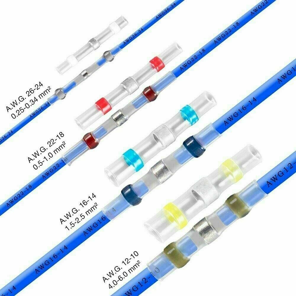 230 Waterproof Solder Seal Sleeve Heat Shrink Wire Connectors Butt Terminals Kit