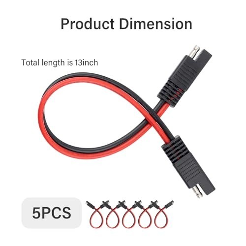 5PCS SAE Connectors Quick Disconnect Wire Harness,2 Pin SAE Plug with 12 Gauge W