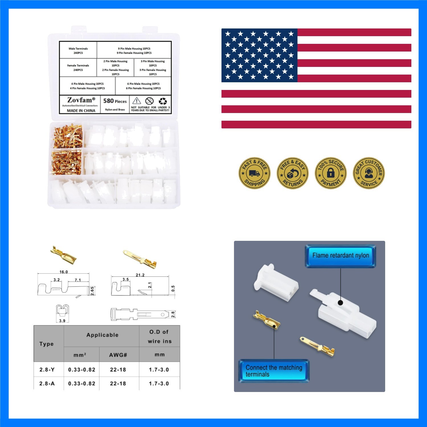 Automotive Electrical Wire Connectors Kit 2.8mm Pitch 2 3 4 6 9 Pin Way Male …