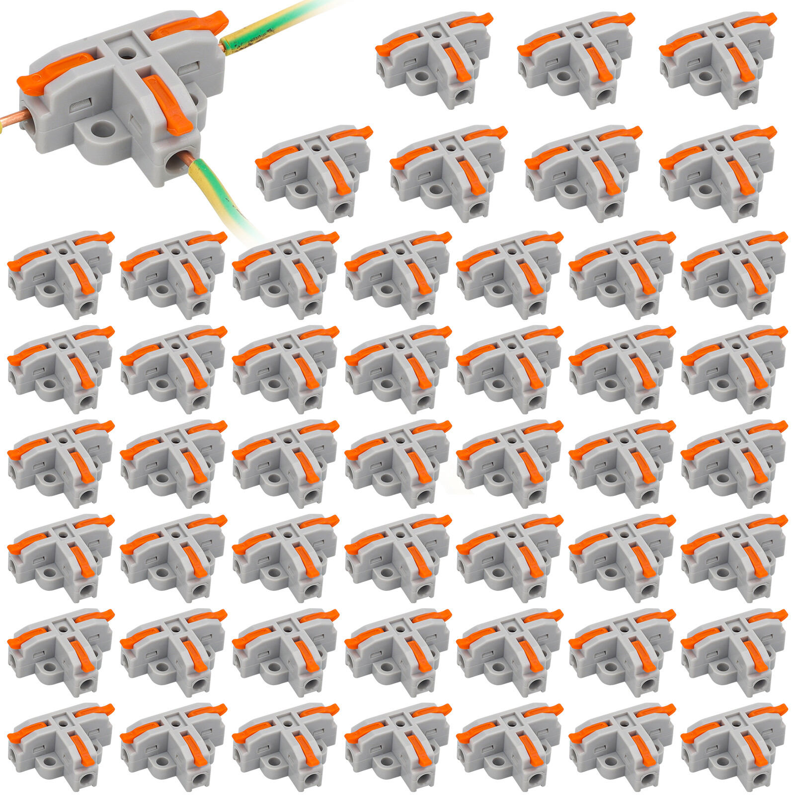 50Pcs Wire Conductor Connectors T-Tap Lever Electrical Wire Connectors 28-12AWG