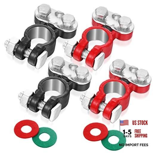 2 Pair Battery Terminals Connector Set Color Coded Battery Cable Black, Red