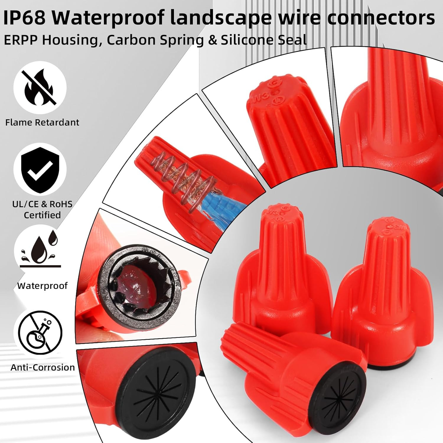 50 PCS Waterproof Wire Connectors 18-10AWG Silicone-Filled Waterproof Wire Nuts