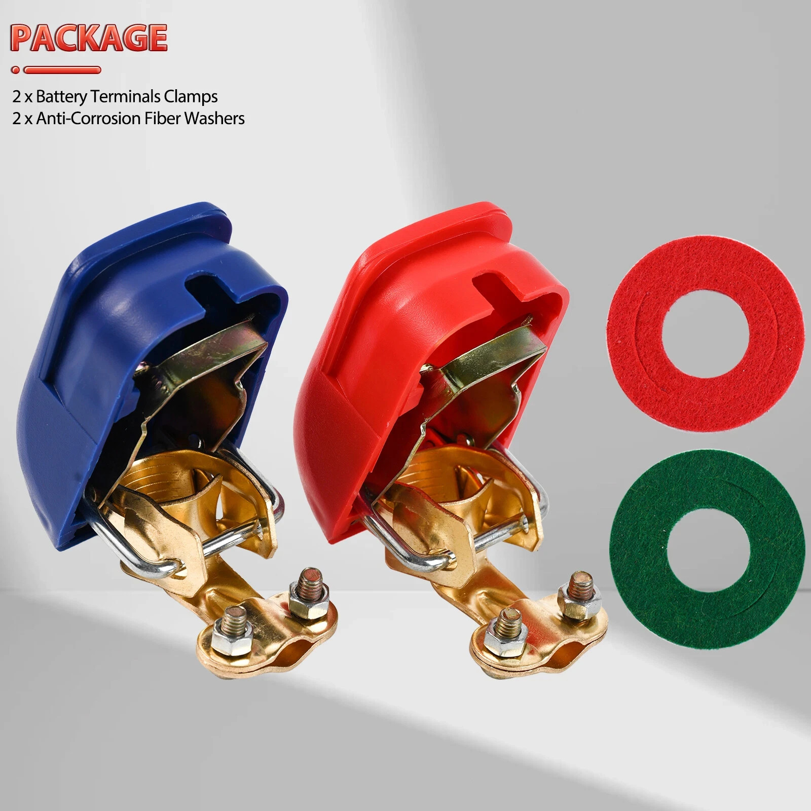 2 x Car Battery Terminal Connector Clamp Quick Release Disconnect Top Post Cover