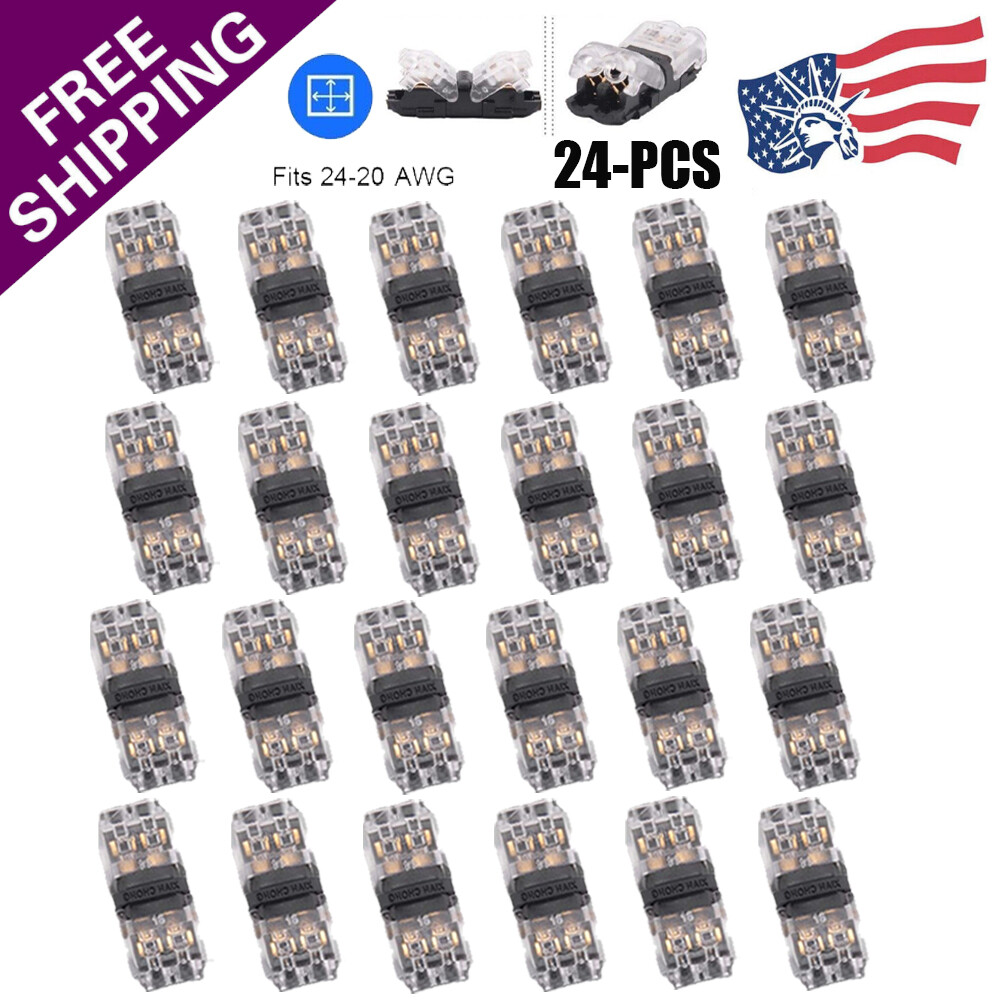 24PCS Low Voltage Wire Connectors Quick Solderless Wire Splice Connector 2 Way