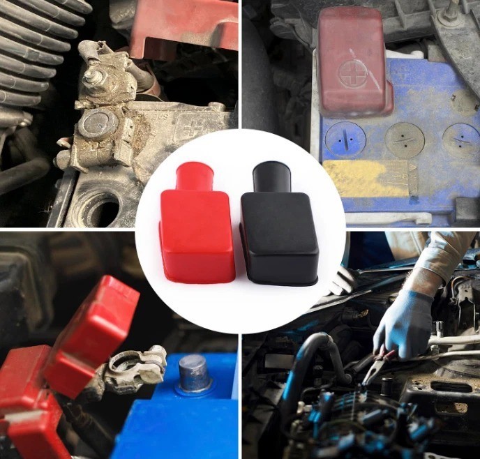 2PCS Battery Terminal Covers Cap, Positive Negative Insulating Protector, Car