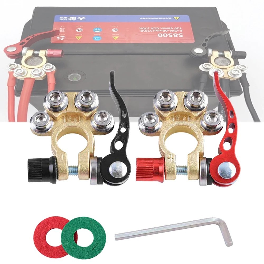 2PCS Car Battery Terminal Connectors Quick Release Positive & Negative Clamps