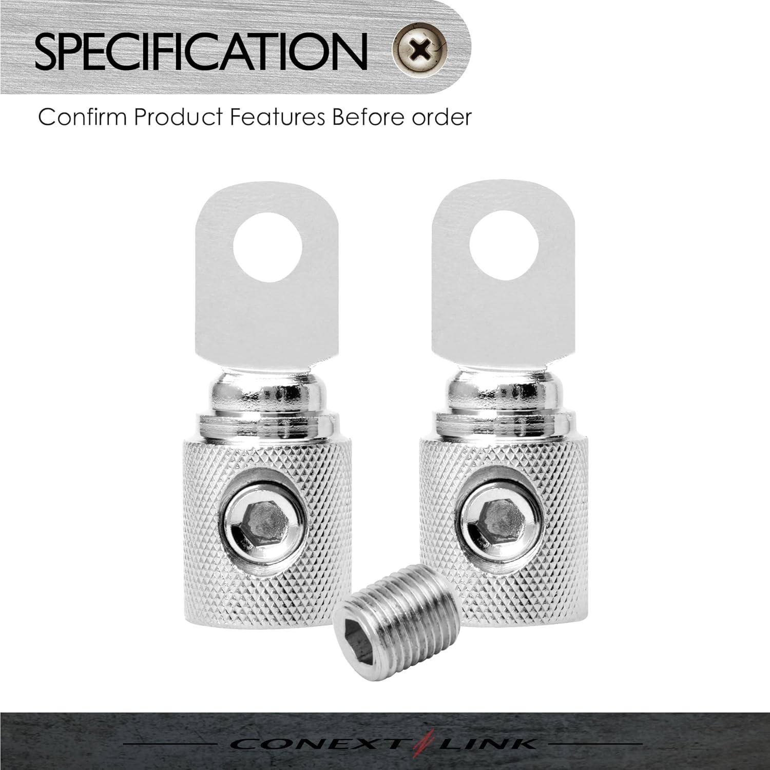Conext Link RT0N-2 Set Screw Ring Terminal 2 Pack (1/0 Gauge, Nickel)