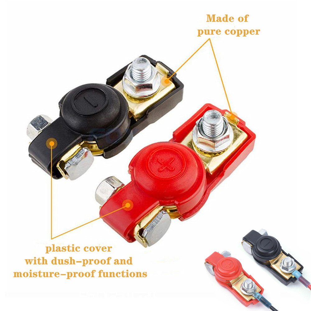 2 Car Battery Terminal Connector Top Post Positive Negative Heavy Duty Universal