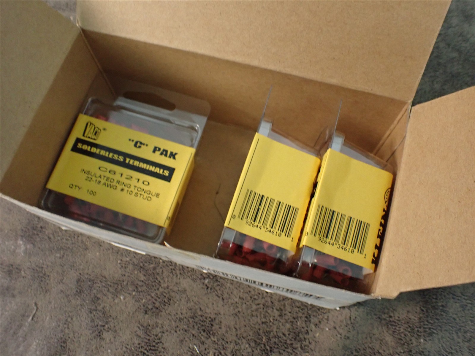 Klein/Vaco C61210 Insulated Ring Terminals 22-18 AWG, 3-100 Packs 300 Total G40