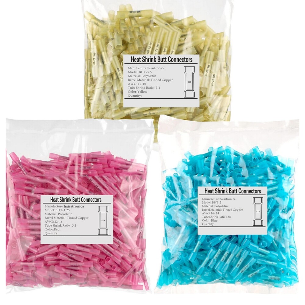 400-50x Waterproof Heat Shrink Butt Wire Splice Crimp Connectors Terminals Kit