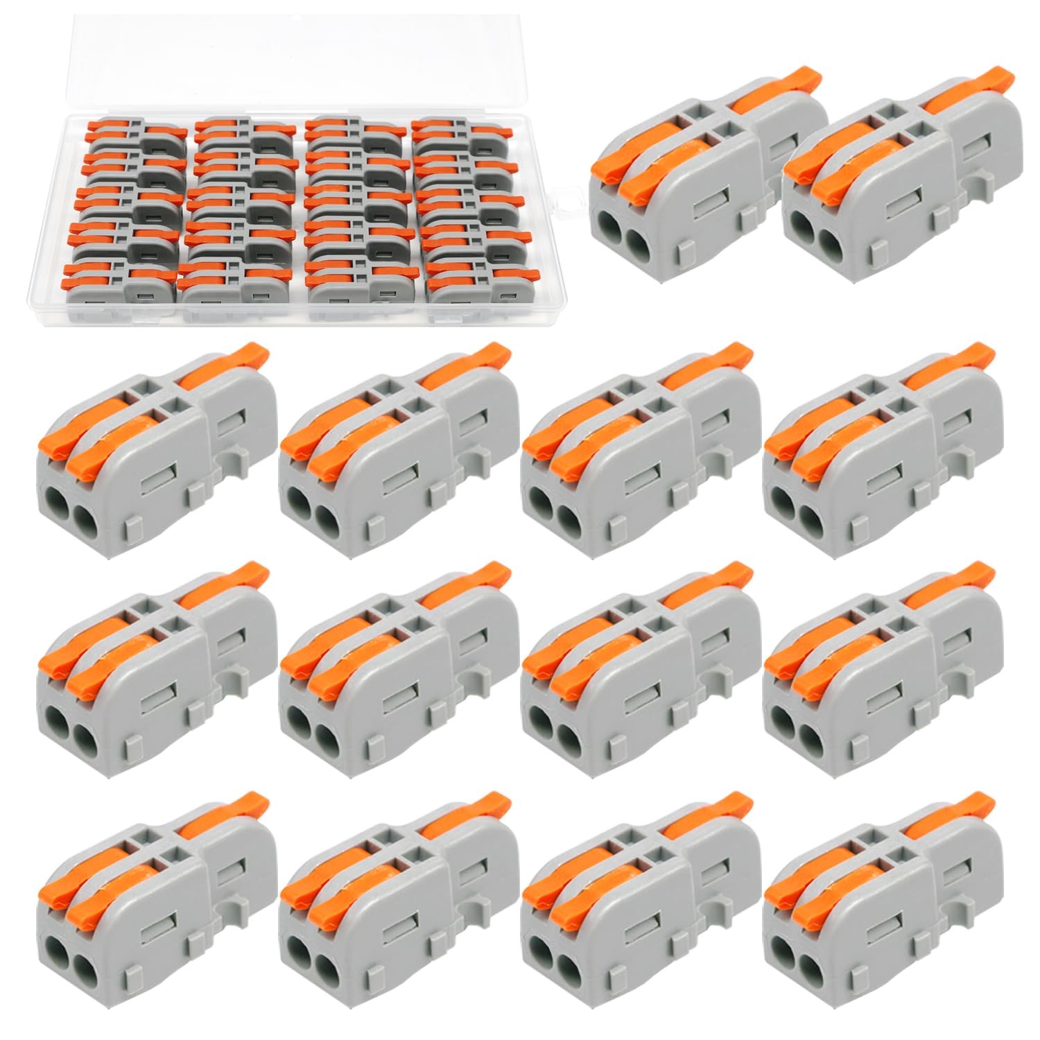 20Pcs 1 In 2 Out Wire Connectors Lever Nut Terminals Nylon Copper Splicing Block