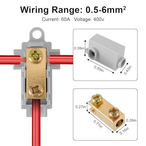 10Pcs 10 AWG Gauge T-Type Wire Connector Nut Kit, 60A 10awg 60A-T shape