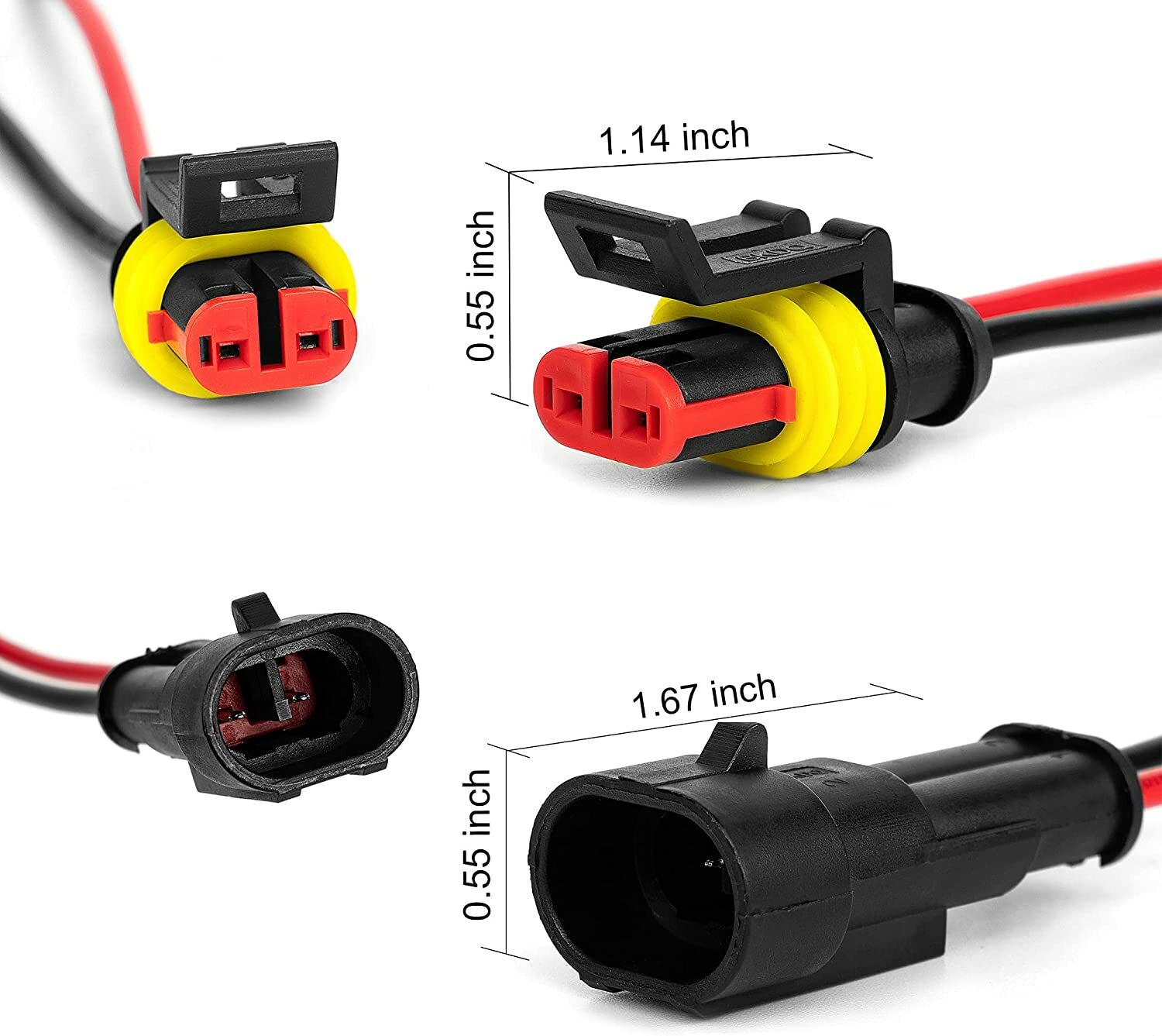 Lot 2Pin Waterproof Electrical Wire Cable Connector Male Female Way Plug Kit