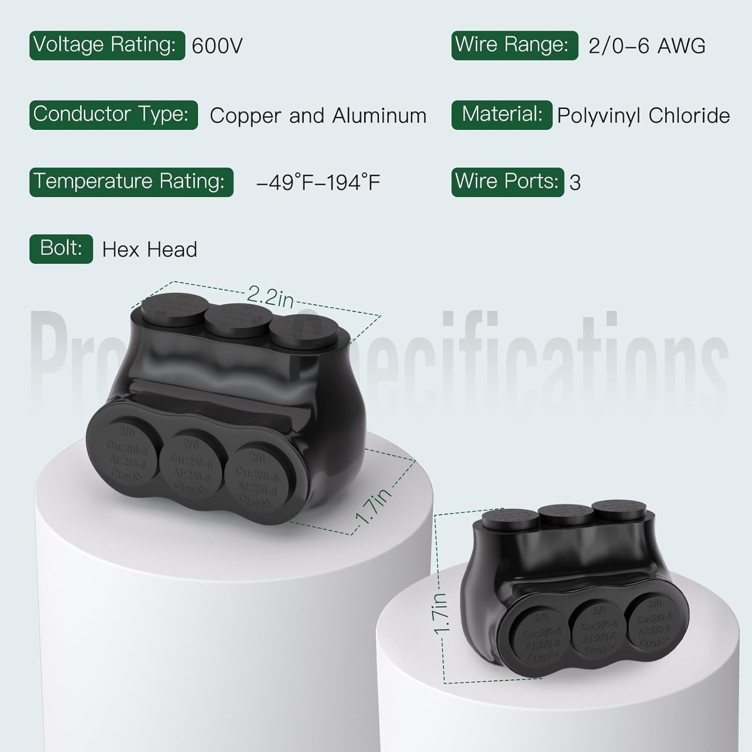 5 Port Insulated Multi Tap Connector 2/0-6 Gauge Wire Connectors A…
